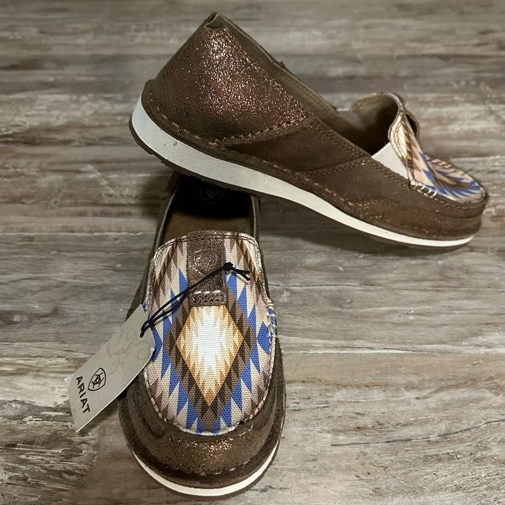 Ariat Metallic Aztec Blanket Cruiser Slip On Shoe SZ 7.5 Bronze Western NWT